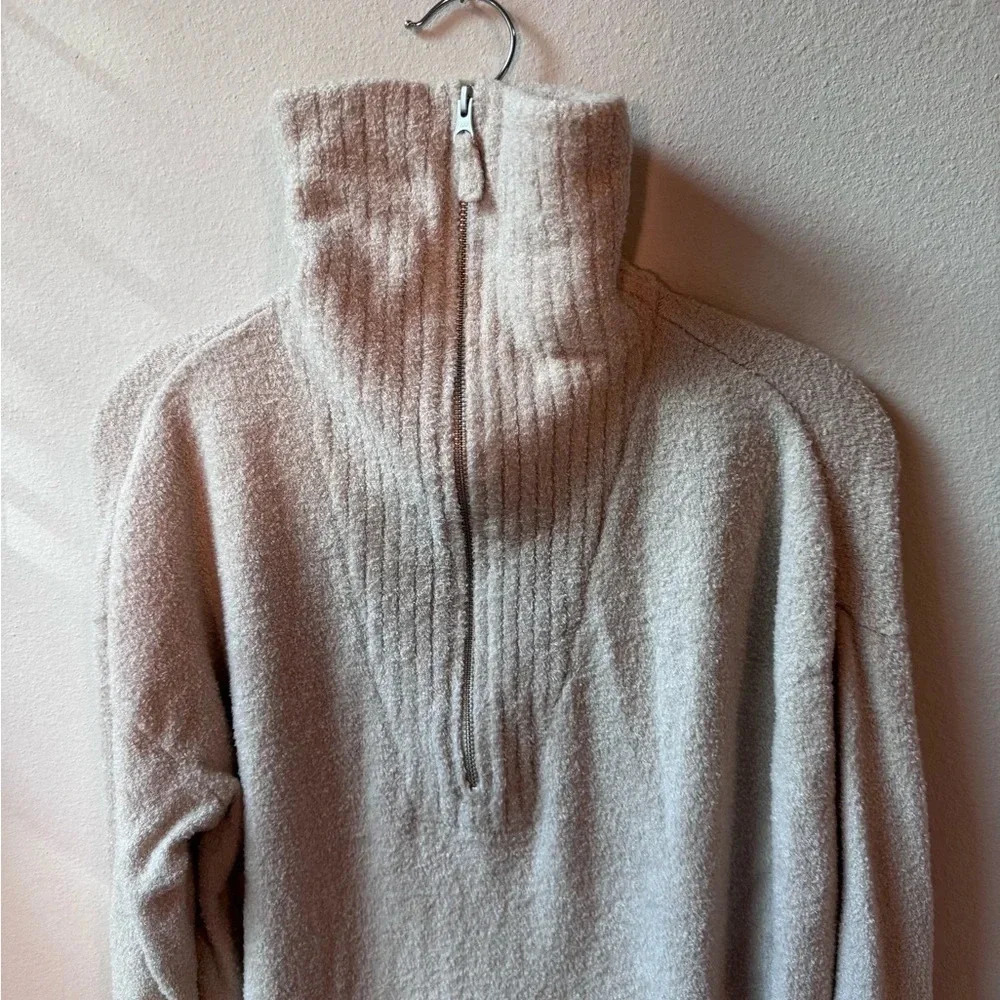 Barefoot Dreams CozyChic Lite Half-Zip Pullover - oatmeal, M - Picture 7 of 7